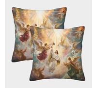 UENDOKRNN Jesus with Invisible Zipper Pack of 2 Square Cushion Covers Decorative Throw Pillow for Home Sofa Couch Office 45x45cm