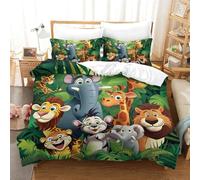 UENDOKRNN Jungle Animals Breathable Duvet Cover Set Fade Resistant Duvet Cover Hypoallergenic Comforter Cover 3pc With Pillow Cases Bedding Set for Children Kids Double（200x200cm）