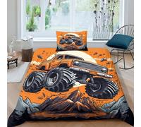 UENDOKRNN Monster Truck Ultra Truck Duvet Cover Set 3 PCS Hotel Quality Quilt Cover Bedding Sets Bed Covers with Pillowcases with Zipper Closure Breathable Stylish Comforter Single(135x200cm)
