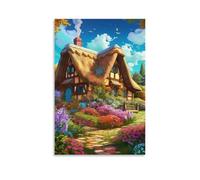 UENDOKRNN Mountain Village Cottage Wall Decor Poster Canvas Prints Picture Modern Wall Art Picture Wall Hanging for Office Gym Living Room Decor 16x24inch(40x60cm)