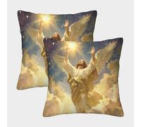 UENDOKRNN Mythical Jesus Homeware Cushions Pack of 2 with Invisible Zipper Decorative Pillow Cases for Home Couch Sofa Decorative 50x50cm