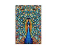 UENDOKRNN Peacock Poster Artwork Giclee Canvas Prints Modern Wall Art Picture Wall Hanging for Office Gym Living Room Decor 16x24inch(40x60cm)