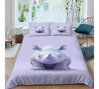 UENDOKRNN Rhino 3D Printed Duvet Cover SetQuilt Cover Easy Care Bed Linen Soft Cosy 3 Pcs Bedding Sets Pillowcases for Kid Teens Boys And Girls Man King（220x240cm）