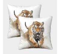 UENDOKRNN Tiger Pillow Cover Pack of 2 Soft with Invisible Zipper Decorative Animal Throw Pillow Cases for Living Room Sofa And Outdoor Decor 40x40cm
