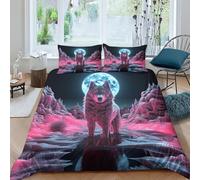 UENDOKRNN Wolf Duvet Cover Sets 3 PCS Hotel Quality Quilt Cover Bed Sets Bed Covers with Pillowcases with Zipper Closure Breathable Stylish Comforter Double(200x200cm)