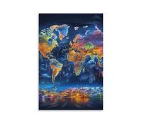 UENDOKRNN World Map Poster Artwork Giclee Canvas Prints Modern Canvas Wall Art Picture Wall Hanging for Office Gym Living Room Decor 16x24inch(40x60cm)