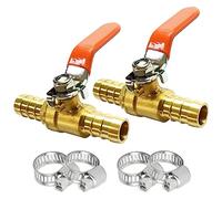 Uenede 2PCS Solid Brass 3/8''OD Barb Ball Valve 2-way Shut-off Isolation Valve with 90° Operation Handle Hose Barb Fitting for Water/Oil/Gas