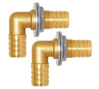 Uenede 2PCS Solid Brass 90°Elbow Barb Bulkhead Fitting 5/8”OD Barb Bulkhead Coupling Tank Connector Hose Pipe Barb Fitting for Water/Oil/Gas