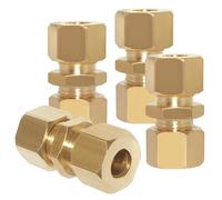 Uenede 4PCS Brass Compression Tube Fitting, Union, 5/16" Tube OD x 5/16" Tube OD Coupler Connector Pipe Fittings