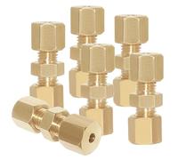 Uenede 6PCS Brass Compression Tube Fitting, Union, 3/16" Tube OD x 3/16" Tube OD Coupler Connector Pipe Fittings