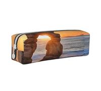 UENFFKDAP Arches National Park Leather Pencil Case, Student Pencil Case, Zipper Pencil Case, Cosmetic Bag. Suitable for Schools and Offices, Unisex