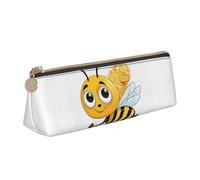 UENFFKDAP Bee Print Leather Pencil Case, Student Pencil Case, Zipper Pencil Case, Cosmetic Bag. Suitable for Schools and Offices, Unisex