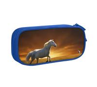 UENFFKDAP Black Horses Red Glowing Clouds Large-Capacity Pencil Case, Student Pencil Case, Zipper Pencil Case, Cosmetic Bag. Suitable for Schools and Offices, Unisex.