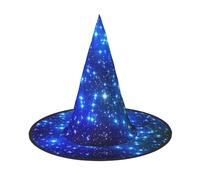 UENFFKDAP Blue Shining Stars Printed Halloween Witch Hat, Women Witch Hat Costume Accessory for Halloween Party Decoration