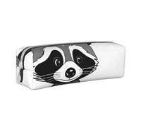 UENFFKDAP Cartoon Cute Raccoon Leather Pencil Case, Student Pencil Case, Zipper Pencil Case, Cosmetic Bag. Suitable for Schools and Offices, Unisex