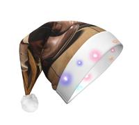 UENFFKDAP Cowboy Hat Western Boot Printed LED Christmas Hats Adult Unisex Velvet Comfortable Xmas Party Hats New Year Holiday Party Decor