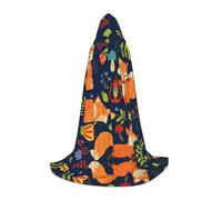 UENFFKDAP (Cute Animal Fox Flower) Print Halloween Hooded Cape For Teenagers Party Decoration Cape, M Size Soft and Elastic