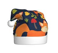 UENFFKDAP Cute Animal Fox Flower Printed Plush Christmas Hats Adult Unisex Velvet Comfortable Xmas Party Hats New Year Holiday Party Decorations