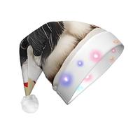 UENFFKDAP Cute guinea pigs Printed LED Christmas Hats Adult Unisex Velvet Comfortable Xmas Party Hats New Year Holiday Party Decor