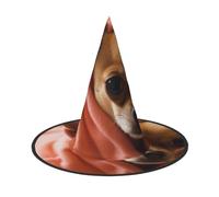 UENFFKDAP Depressed Chihuahua Printed Halloween Witch Hat, Women Witch Hat Costume Accessory for Halloween Party Decoration