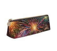 UENFFKDAP Explosion Firework 3D Leather Pencil Case, Student Pencil Case, Zipper Pencil Case, Cosmetic Bag. Suitable for Schools and Offices, Unisex