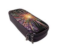 UENFFKDAP Explosion Firework 3D Leather Pencil Case, Student Pencil Case, Zipper Pencil Case. Suitable for Schools and Offices, Unisex.