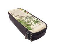 UENFFKDAP Floral in The Old Book Leather Pencil Case, Student Pencil Case, Zipper Pencil Case. Suitable for Schools and Offices, Unisex.