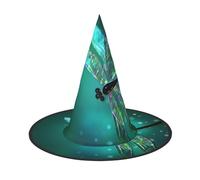 UENFFKDAP Galaxy Animal Dragonfly Printed Halloween Witch Hat, Women Witch Hat Costume Accessory for Halloween Party Decoration