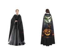UENFFKDAP (halloween Moon Bat Pumpkin) Print Women Men Adults Full Length Hooded Cloak Cape with Hooded for Halloween Cosplay Party Costumes