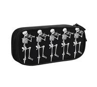UENFFKDAP Halloween Posable Skeleton Skull Large-Capacity Pencil Case, Student Pencil Case, Zipper Pencil Case, Cosmetic Bag. Suitable for Schools and Offices, Unisex.