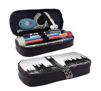 UENFFKDAP London Leather Pencil Case, Durable and Lightweight, Student Pencil Case, Zipper Pencil Case. Suitable for Schools and Offices, Unisex.