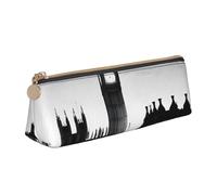 UENFFKDAP London Leather Pencil Case, Student Pencil Case, Zipper Pencil Case, Cosmetic Bag. Suitable for Schools and Offices, Unisex