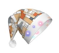 UENFFKDAP Mid Century Modern Printed LED Christmas Hats Adult Unisex Velvet Comfortable Xmas Party Hats New Year Holiday Party Decor