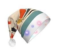 UENFFKDAP mid century modern prints Printed LED Christmas Hats Adult Unisex Velvet Comfortable Xmas Party Hats New Year Holiday Party Decor