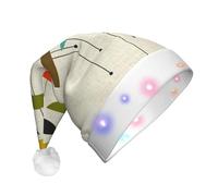 UENFFKDAP mid century modern prints Printed LED Christmas Hats Adult Unisex Velvet Comfortable Xmas Party Hats New Year Holiday Party Decor