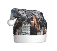 UENFFKDAP New York Fashion City Printed Plush Christmas Hats Adult Unisex Velvet Comfortable Xmas Party Hats New Year Holiday Party Decorations