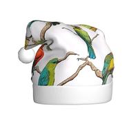 UENFFKDAP Parrot Birds and Tropical Tree Printed Plush Christmas Hats Adult Unisex Velvet Comfortable Xmas Party Hats New Year Holiday Party Decorations