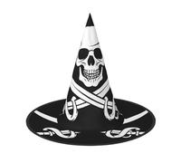 UENFFKDAP Pirate Flag Printed Halloween Witch Hat, Women Witch Hat Costume Accessory for Halloween Party Decoration