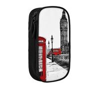 UENFFKDAP Red Phone Booth London Street Large Capacity Pencil Case, Student Pencil Case, Cosmetic Bag. Suitable for Schools and Offices, Unisex.
