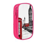 UENFFKDAP Red Phone Booth London Street Large Capacity Pencil Case, Student Pencil Case, Cosmetic Bag. Suitable for Schools and Offices, Unisex.