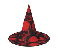 UENFFKDAP Red Skulls Printed Halloween Witch Hat, Women Witch Hat Costume Accessory for Halloween Party Decoration