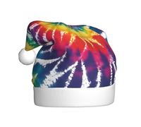UENFFKDAP tie dye rainbow Printed Plush Christmas Hats Adult Unisex Velvet Comfortable Xmas Party Hats New Year Holiday Party Decorations