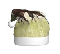 UENFFKDAP Various Kinds of Horses Printed Plush Christmas Hats Adult Unisex Velvet Comfortable Xmas Party Hats New Year Holiday Party Decorations