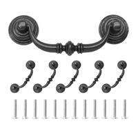 Uenhoy 6 Pack Black Bail Handle Drop Pulls 89mm/3.5" Hole Center Vintage Drop Bail Pulls Antique Cabinet Drawer Pull Handles, 4.5" Total Length