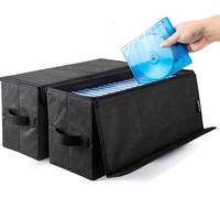 UENTIP DVD Storage Box,Pack of 2 DVD Case Storage,17.25"x6.25"x8", Container holds 40 DVDs in full jewel cases, 80 DVDs in slim cases, and 200 discs in DVD sleeves,Black (2pack-black-Covered type)