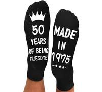 UEOTO 50th Birthday Gifts for Men Calf Length Socks 9-11, Mens 50th Birthday Gifts Ideas Funny Socks, 50 Years of Being Awesome Socks Gifts for Dad Husband Friends Presents for his 50th