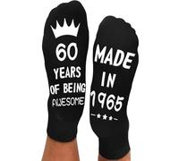 UEOTO 60th Birthday Gifts for Men Calf Length Socks 9-11, Mens 60th Birthday Gifts Ideas Funny Socks, 60 Years of Being Awesome Socks Gifts for Dad Husband Friends Presents for his 60th