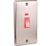 UEP Windsor Cooker Switch 45 Amp Double Brushed Steel