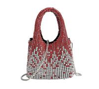 UERSJWYSO Luxury Rhinestone Bucket Bag for Women Sparkly Gradient Rhinestones Purses and Handbags Evening Bag,Red
