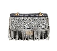 UERSJWYSO Women Evening Bags Sparkly Rhinestone Crystal Party Prom Clutch Purse Elegant Handbags with Chain Top Handle,Black